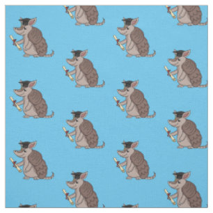 Cute armadillo with graduation cap cartoon fabric