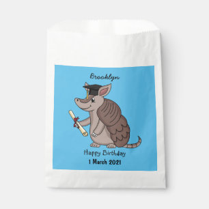 Cute armadillo with graduation cap cartoon  favour bags