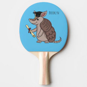 Cute armadillo with graduation cap cartoon ping pong paddle