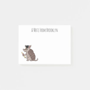 Cute armadillo with graduation cap cartoon post-it notes