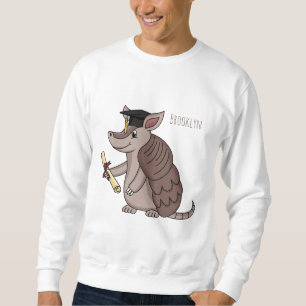Cute armadillo with graduation cap cartoon sweatshirt