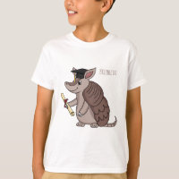 Cute armadillo with graduation cap cartoon