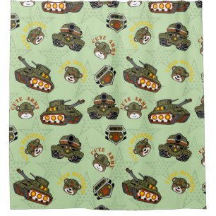 Cute Army Bear Pattern Shower Curtain