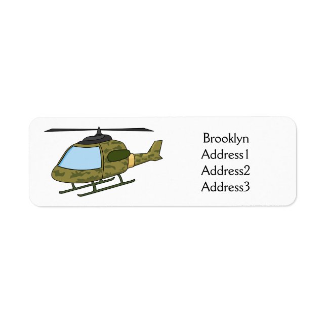 Cute army camoflage helicopter cartoon (Front)