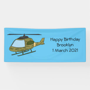 Cute army camoflage helicopter cartoon banner