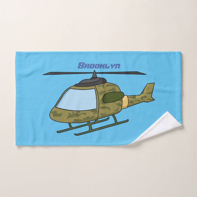 Cute army camoflage helicopter cartoon bath towel set (Hand Towel)