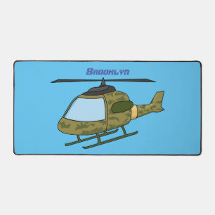Cute army camoflage helicopter cartoon desk mat