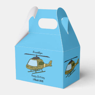 Cute army camoflage helicopter cartoon favour box