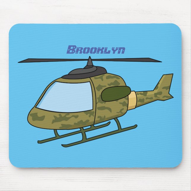 Cute army camoflage helicopter cartoon  mouse pad (Front)