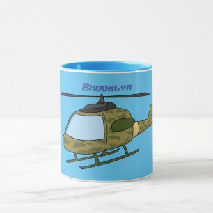 Cute army camoflage helicopter cartoon mug
