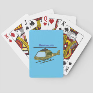 Cute army camoflage helicopter cartoon playing cards