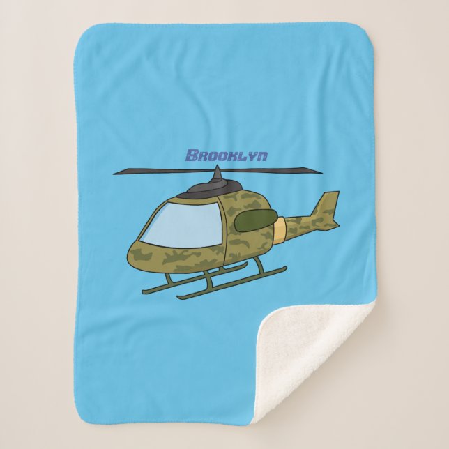 Cute army camoflage helicopter cartoon  sherpa blanket (Front)