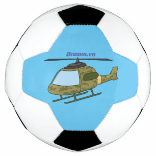 Cute army camoflage helicopter cartoon soccer ball