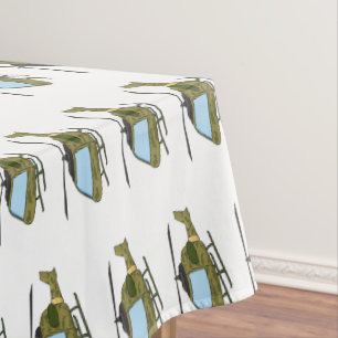 Cute army camoflage helicopter cartoon tablecloth