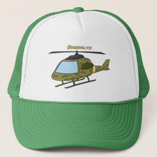 Cute army camoflage helicopter cartoon trucker hat