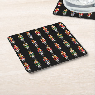 Cute Army Of Nutty Nutcracker Toy Soldiers Square Paper Coaster