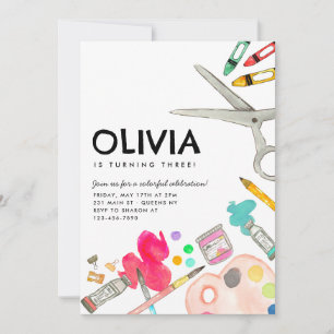 Cute Art Artist Paint Draw Party Painting Birthday Invitation