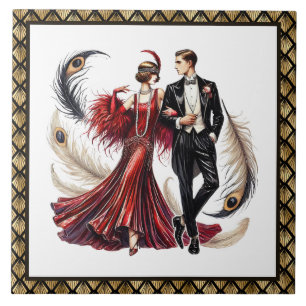 Cute Art deco couple  Tile