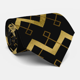 Cute art deco gold black pattern tie