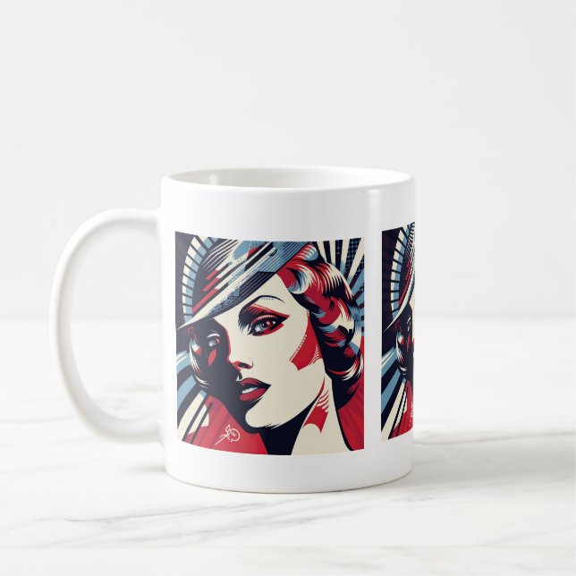 Cute Art Deco Lady Coffee Mug (Left)