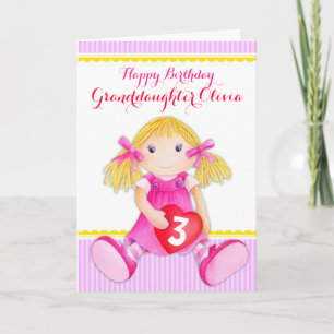 Cute art granddaughter rag doll age birthday card