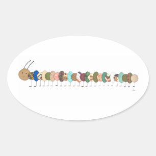 Cute Art Sticker-Caterpillar #1-Erin Brie Art Oval Sticker