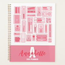 Cute Art Supplies Illustrated Pattern Pink