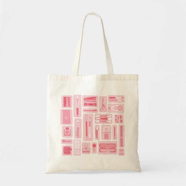 Cute Art Supplies Illustration Pink  Tote Bag (Front)