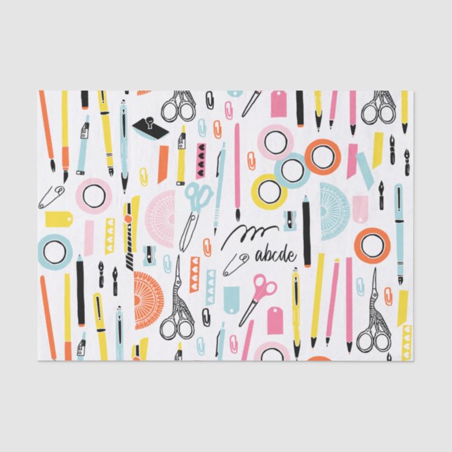 Cute Art Supplies Tissue Paper (Front)