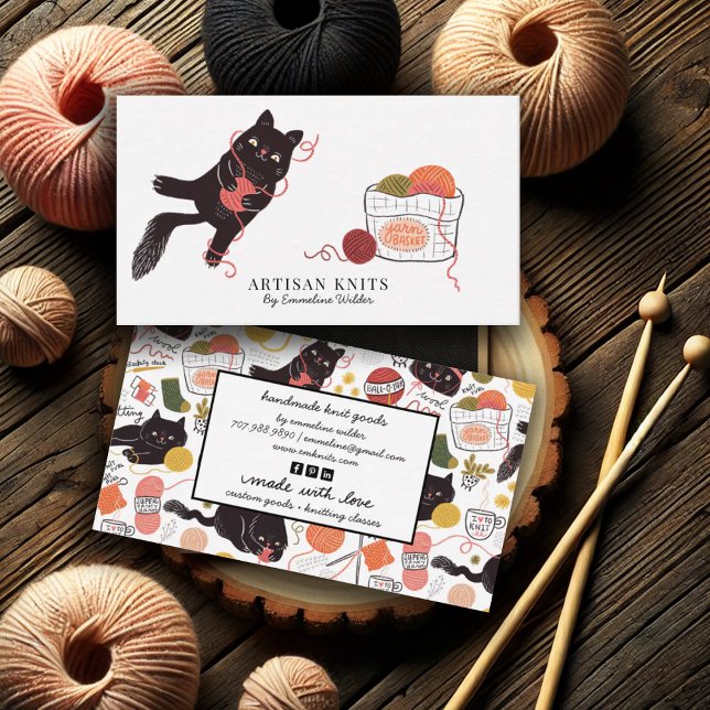Cute Artisan Knit Goods And Knitting Instruction Business Card (Creator Uploaded)