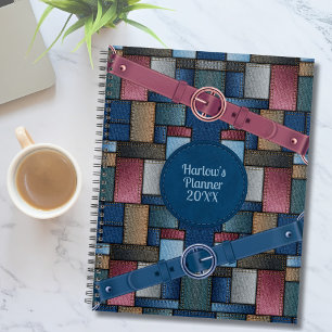 Cute Artisan Patchwork Blue Planner
