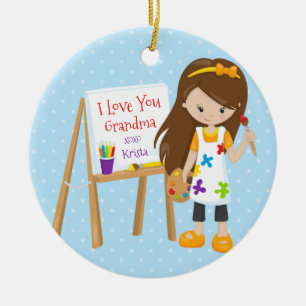 Cute Artist Grandparent Christmas Ornament