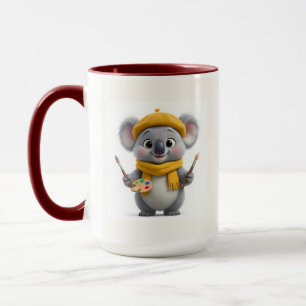 Cute Artist Koala Painter Two-Tone Coffee Mug