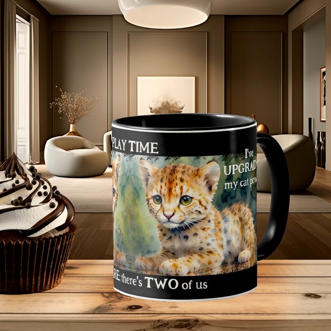 Cute Artistic Baby Tiger Cats Mug (A cutes cat mug featuring a painting of two baby tiger kittens)