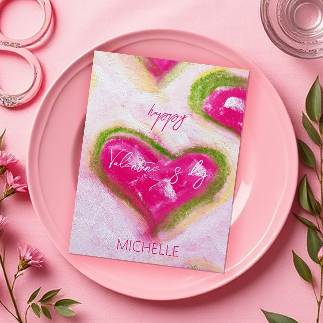 Cute Artistic Hot Pink Hearts  Postcard (Creator Uploaded)