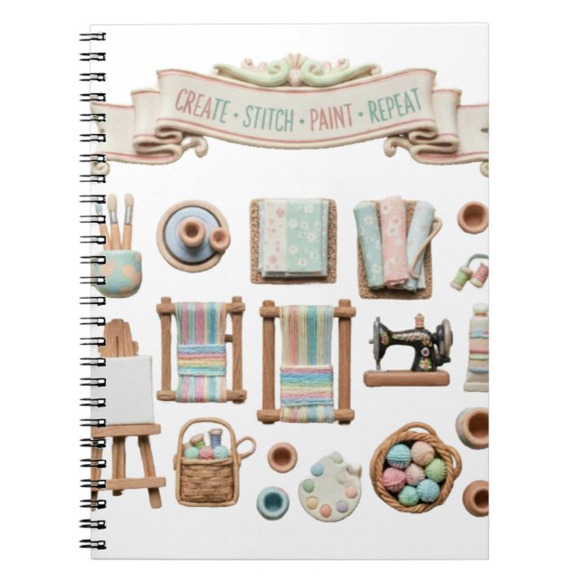 Cute Arts, Crafts & Sewing Elements Clipart - "Cre Notebook (Front)