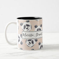 Cute Artsy Black White Blush Panda Bear Watercolor