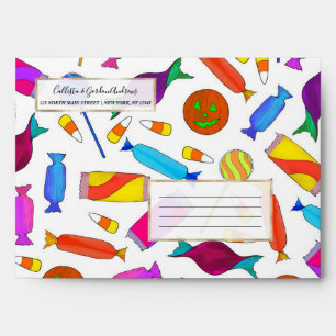 Cute Artsy Colourful Halloween Candy Watercolor Envelope