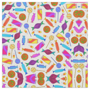 Cute Artsy Colourful Halloween Candy Watercolor Fabric