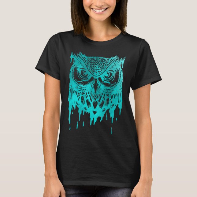 Cute Artsy Owl Wildlife Colorful Birds Nature T-Shirt (Front)