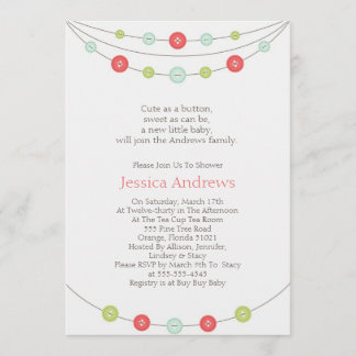 Cute as a Button Baby Shower Invitation