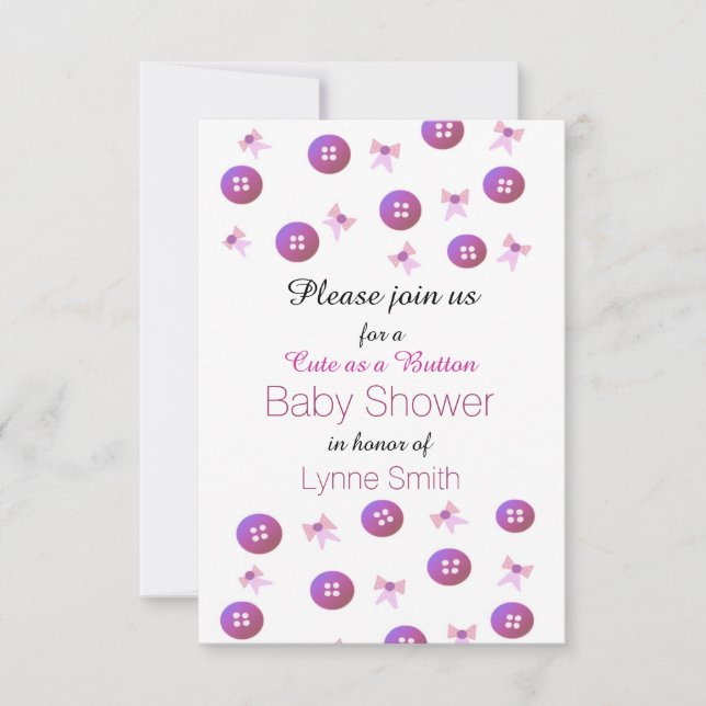 Cute as a Button Baby Shower Invitation (Front)