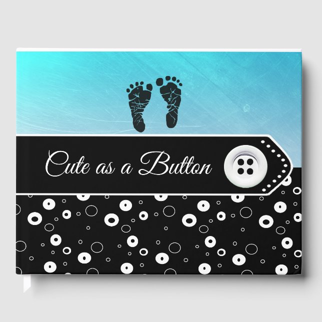 Cute as a Button Baby Shower Keepsake Guestbook (Front)