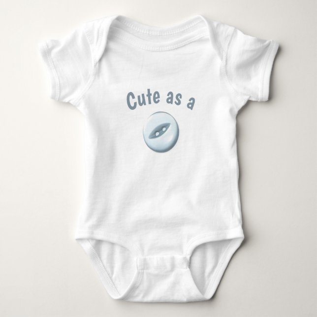 Cute as a Button Blue Baby Bodysuit (Front)