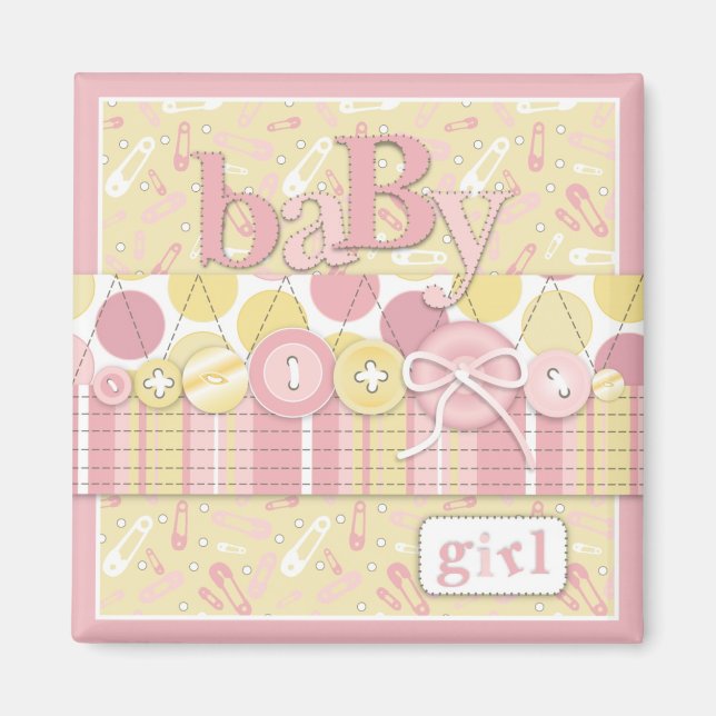 Cute as a Button Girl Magnet (Front)