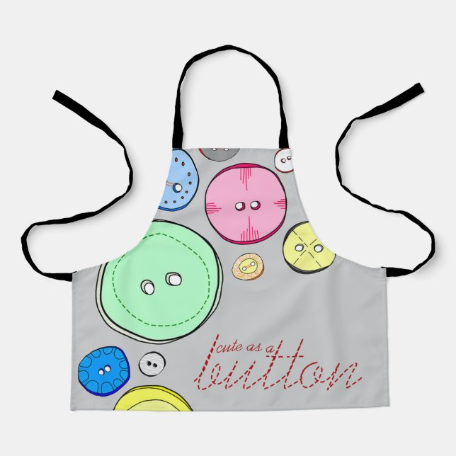 Cute as a Button Illustration Apron (Front)