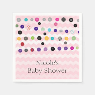 Cute As A Button Pink Baby Shower Party Napkin
