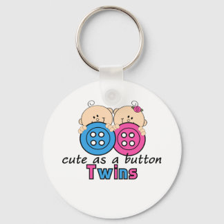 Cute As A Button Twin Girl & Boy Key Ring