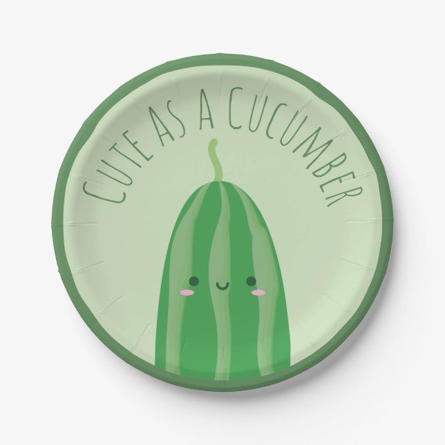Cute As a Cucumber Funny Cutecumber Paper Plate (Front)