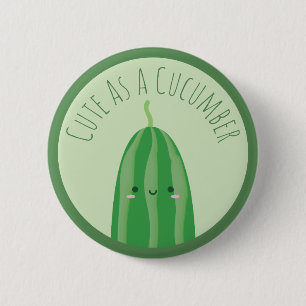 Cute As a Cucumber Funny Kawaii Cutecumber 6 Cm Round Badge